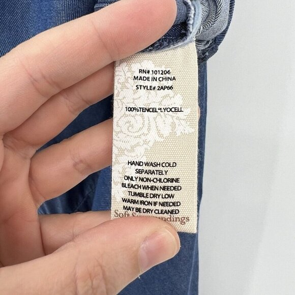 Soft Surroundings Lyocell Blue Chambray Romper Jumpsuit Medium Lagenlook Draped - Picture 6 of 7